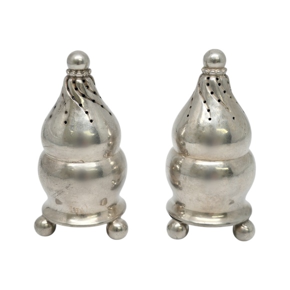 Georg Jensen Denmark Sterling Silver Salt and Pepper Shakers 410 w/Mono #21183 - Picture 2 of 10
